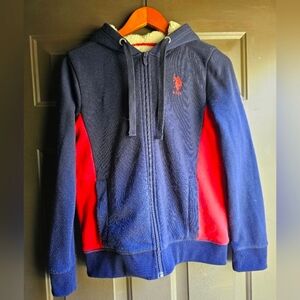 U.S. Polo Assn medium blue fur lined hoodie